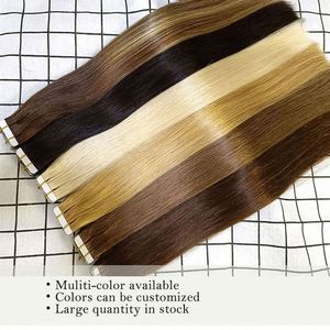 Nouvelles extensions de cheveux humains russes 100% naturels, double trame plate en PU, à trous invisibles, qualité 9A Remy, sans nœuds, sans perte - Product Image 3