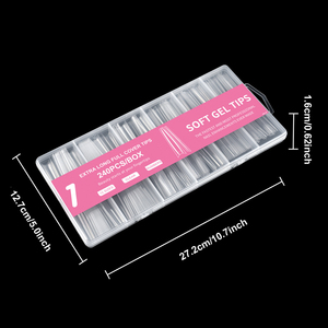 Más Vendidos: 240 Uñas Acrílicas Transparentes <span class=keywords><strong>de</strong></span> Cobertura Completa Tipo Ataúd, <span class=keywords><strong>Puntas</strong></span> Acrílicas Suaves Transparentes con Caja OEM - Product Image 4