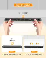 Barre lumineuse pour armoire à détecteur de mouvement et commande tactile, rechargeable par USB-C, lampe intérieure sans fil pour armoire, comptoir, garde-manger, escaliers