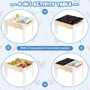 Mesa de Actividades de Madera 4 en 1, Juego de Mesa y Silla para Niños con <span class=keywords><strong>Pizarra</strong></span> Desmontable para Niños y Niñas - Product Image 2