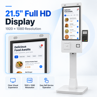 Kiosque de point de vente en libre-service de 21,5 pouces, Intel N5095, 1920x1080 Full HD avec imprimante de reçus de 80 mm, scanner QR pour restaurant, magasin de détail