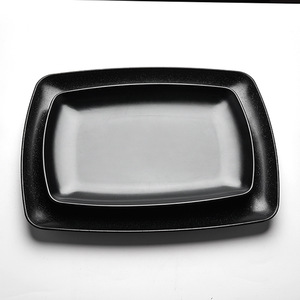 Black <b>melamine</b> rectangular imitation porcelain <b>plate</b>, sushi dish, restaurant hot pot barbecue dish, Japanese style. - Product Image 2