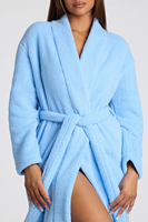 Usine cravate avant plaine polaire Peignoir de bain grande taille à manches longues modeste ajusté vêtements de salon Sherpa femmes ensemble personnalisé printemps automne