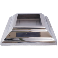 Main courante d'escalier moderne en acier inoxydable avec base carrée et cache-flange carré