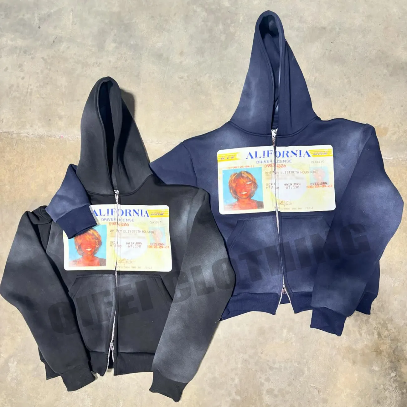 Custom manufacturer streetwear man baggy acid wash heavyweight boxy double zipper jacket zip up graphic sun faded hoodie men