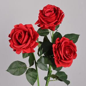 Rosas Artificiales Meng Jie, Flor de Seda Roja, Adorno Decorativo para Boda, Ramo Individual - Product Image 1