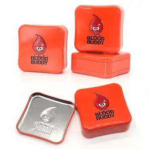 Custom Square Shape Embossed Metal Tin Boxes For Gift Plastic Free Lip Balm Printed Rectangle Thin Tin Case With Lid