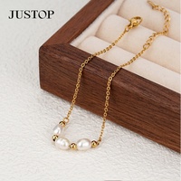 Ensemble de bijoux en gros personnalisé en acier inoxydable PVD or 18K 24K avec perles naturelles et coquillages d'eau douce (boucles d'oreilles, bracelet, collier)