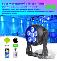 IP65 extérieur 6X20W 6in1 batterie sans fil a mené des lumières de pair pour des lumières d'étape de partie de salles de mariage
