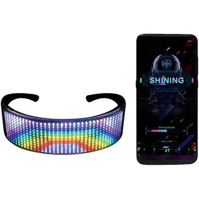 Wireless Fancy custom led light up shiny rave party glasses glow flashing bluetooth app control editing programmable for parties