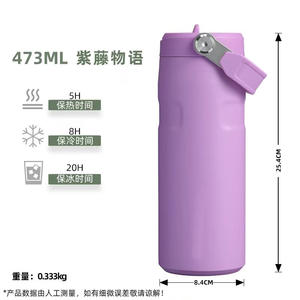 <span class=keywords><strong>Taza</strong></span> de Café de Acero Inoxidable de 16 oz con Aislamiento al Vacío y Pajita, <span class=keywords><strong>Taza</strong></span> de Viaje para Regalo de Cumpleaños - Product Image 4