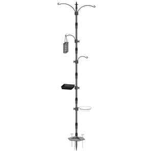 Mangeoire à oiseaux en métal TJ-026, piquet de 2,3 m avec mangeoire, abreuvoir et jardinière pour utilisation en extérieur dans le jardin - Product Image 3