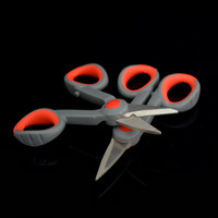 Ciseaux de pêche en acier inoxydable, lame dentelée, coupe-ligne tressé, coupe-ligne PE avec poignée antidérapante pour la pêche à la carpe et aux leurres