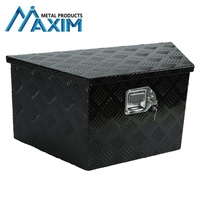 Boîte à outils robuste en aluminium noir pour attelage de remorque |   Rangement de benne de pick-up à 5 barres avec serrure et clé