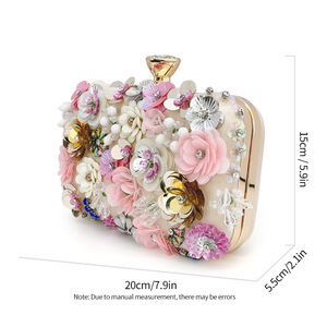 Nouvelle Pochette de Soirée Tendance pour Femme, Sac à Main Fleur Multicolore avec Chaîne, Sac à Bandoulière Fleurs 3D - Product Image 5