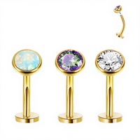 Anneau de nombril en titane ASTM F136 Getta avec zircon serti griffe, bijou de piercing pour le nombril, cadeau de mariage, bijou corporel