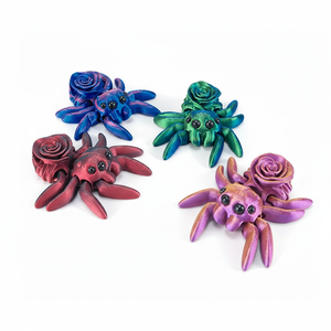 Araignée-rose articulée imprimée en 3D, en PLA et soie, jouet cadeau Kawaii, décoration de bureau, breloque de sac à main, accessoire - Product Image 1
