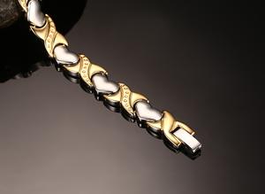 Pulsera de Energía de Acero Inoxidable con Corazón Sólido Plateado y Dorado con Logotipo ECAMAZ, con Chapado en Oro de 24K Personalizado, Unisex, para el Cuidado de la Salud y Adelgazamiento - Product Image 5