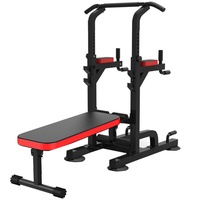 Tour de musculation multifonctionnelle réglable en acier avec barre de traction intégrée, noir, équipement de fitness portable pour la maison