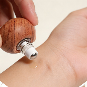 Bubinga Wood Gourd Shaped Rollerball <b>Diffuser</b> <b>Bottle</b> 2ml Hand Made Aromatic Essential Oil Container - Product Image 3