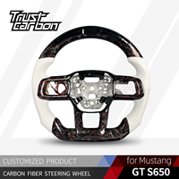 Volant personnalisé en fibre de carbone forgée rouge pour Ford Mustang S650 Dark Horse GT GT500 GTD Shelby Coupé 7ème génération 2024-2026