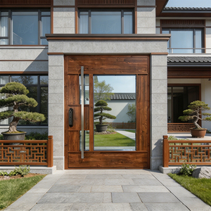 Porte pivotante extérieure moderne personnalisée, porte d'entrée de luxe en aluminium sécurisée, porte de magasin moderne en verre pare-balles sécurisé - Product Image 1