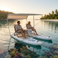 Bateau Catamaran SUP Pliable Portable DWF avec Auvent Pare-Soleil et Accessoires Complets pour Loisirs en Lac, Parc et Divertissement Aquatique