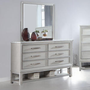 Table de chevet moderne grise avec 1 tiroir et étagère ouverte avec plateau en marbre - Product Image 2