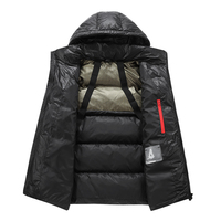 Nouvelle veste matelassée unisexe noire et or avec logo personnalisé, 90 % duvet, chaude, décontractée, coupe-vent, pour l'hiver, style streetwear, usage quotidien, vente en gros
