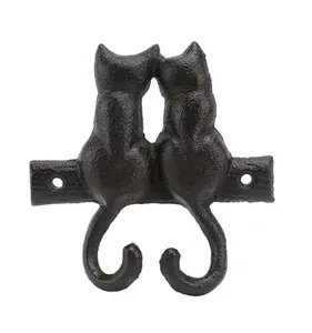 Ijzeren Handdoek Haak Stijl Vintage Rek Zwart Huis Decoratief Dier Hanger Kat-Vormig Voor Kleding Metalen Amerikaanse Gewaad Haken