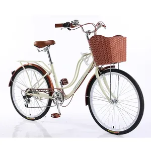 Bicicleta Urbana Retrô <span class=keywords><strong>Vintage</strong></span> Estilo Antigo 26'' de Fábrica Chinesa, 7 Velocidades, Quadro de Aço com Amortecimento Total, Rodas Raiadas, Freios a Disco, 150kg - Product Image 2