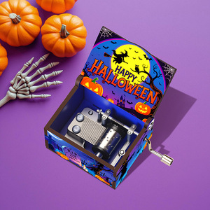 Boîte à <span class=keywords><strong>musique</strong></span> vintage en bois, série Halloween, 6,2x5x4cm, peinte à six faces, cadeau de fête, boîte à <span class=keywords><strong>musique</strong></span> artisanale - Product Image 2
