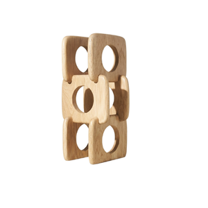 Porte-vin de table moderne en bois de manguier fait main, design emboîtable, pour le rangement des bouteilles de vin et la décoration intérieure - Product Image 1