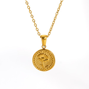 12-Monats-Maiglöckchen-Medaillon-Halskette aus Edelstahl, minimalistische Unisex-Schlüsselbeinkette, kreativer Großhandelsschmuck - Product Image 5