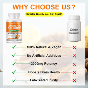 Acentiallabs 1500mg Cápsulas de <span class=keywords><strong>jengibre</strong></span> de cúrcuma orgánica con <span class=keywords><strong>polvo</strong></span> de pimienta negra Suplemento vitamínico para la salud del corazón articular - Product Image 6