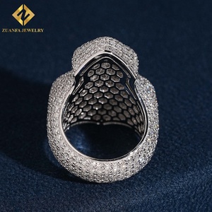 Anillo de Sello Cruzado con Diamantes Cultivados en Laboratorio, Estilo Hip Hop, con Incrustaciones de Diamantes, para Hombre, Joyería Fina - Product Image 2