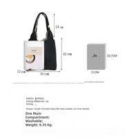 Sac fourre-tout pour femme en tricot, grande capacité, ouvert, à bandoulière, motif personnalisé, imprimé lettres, décontracté, pour le shopping et les voyages, livraison rapide