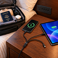 Kabel Multi 3 in 2 a ke 2C +L PD 60W 3A/20V Kompatibel untuk Laptop Monitor VR Apple Watch Nirkabel