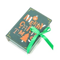 Boîte cadeau de Noël avec ruban, motif Père Noël, boîte à bonbons en papier pour emballage de fêtes, distributeur en gros