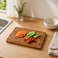Planche à découper en bambou à grain transversal avec rainure pour les jus, plateau de service de cuisine, planche à fromage pour viande et pain