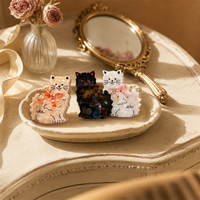 Vente en gros OEM ODM, pince à cheveux légère et portable avec logo personnalisé, motif chaton de dessin animé, en acétate, 8,4 cm