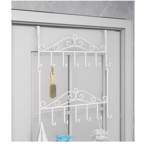 Porte-vêtements en acier inoxydable à suspendre sur la porte, double couche, type crochet rectangulaire, pour rangement de vêtements dans la salle de bain, design multifonctionnel - Product Image 5