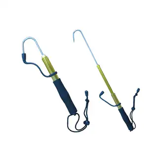 Saltwater Fish Telescopic Fish Gaff with Stainless Sea Fishing Spear Hook Tackle Aluminum Alloy Pole