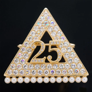 Delta Hy Lạp sorority Sigma bạc số 25 năm kỷ niệm Rhinestone ngọc trai của phụ nữ Quà Tặng tam giác đồ trang sức Trâm Pin - Product Image 4