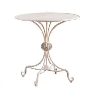 American Country Style Wrought Iron Side <b>Table</b> Round Wood Top Distressed Paint Console <b>Table</b> Living Room Coffee <b>Table</b> - Product Image 5