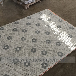 Mosaïque de marbre de luxe en pierre naturelle à découpes mixtes pour murs de cuisine et hôtels-villas avec parquet hexagonal émaillé - Product Image 3