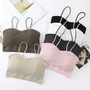 Bas prix fil brassière haute qualité sous-vêtements sans couture haut court bas dos poitrine soutien-gorge de sport femme culture été femmes camisole