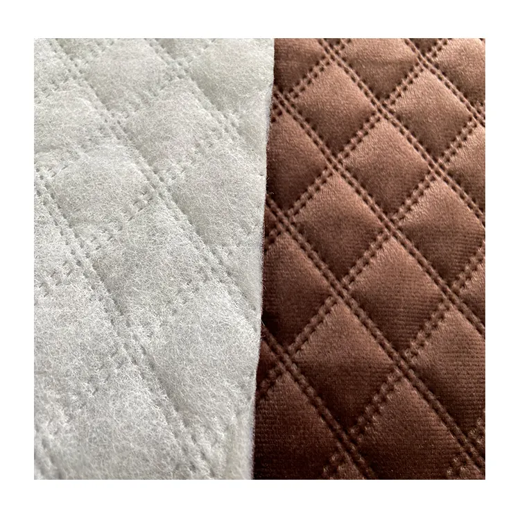 % 100% Polyester örme kadife kare desen çift taraflı özel ultrasonik kapitone desen kumaş