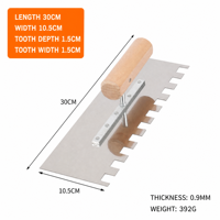 Truelle professionnelle pour carrelage en céramique avec lame dentelée, manche en bois et barre renforcée par rivets pour le pose de carreaux