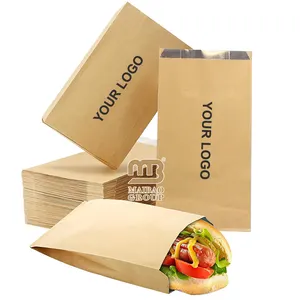 Custom Printed Aluminum Foil Lined Paper Bag Hot Dog Bag Heat Resistant Food Takeaway Burger Packaging Kebabs Fried Chicken Bag